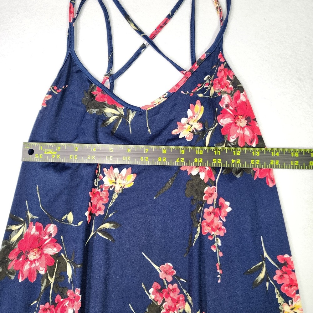 PAPERMOON Strappy Tank Top 2XL Navy Blue with Red Yellow White Floral Flowy Soft - Picture 11 of 11